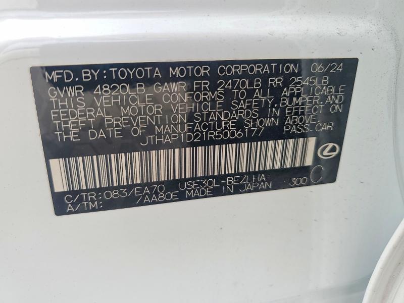 2024 Lexus Is 500 მანქანა იყიდება აუქციონზე, vin: JTHAP1D21R5006177, აუქციონის ნომერი: 69581176