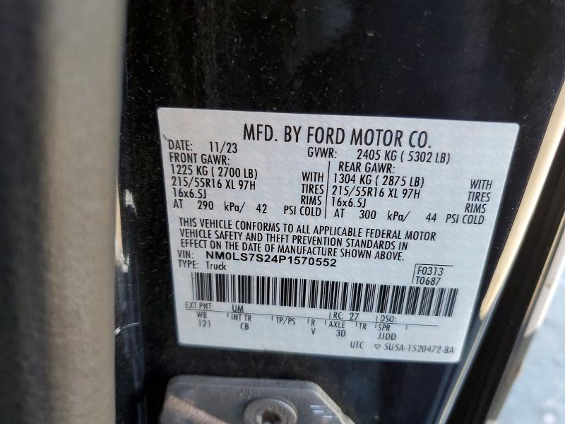 2023 Ford Transit Connect მანქანა იყიდება აუქციონზე, vin: NM0LS7S24P1570552, აუქციონის ნომერი: 70911146