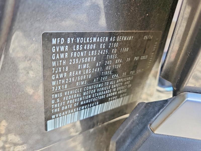 70566126 :رقم المزاد ، WVGAV3AX5EW625416 vin ، 2014 Volkswagen Tiguan مزاد بيع