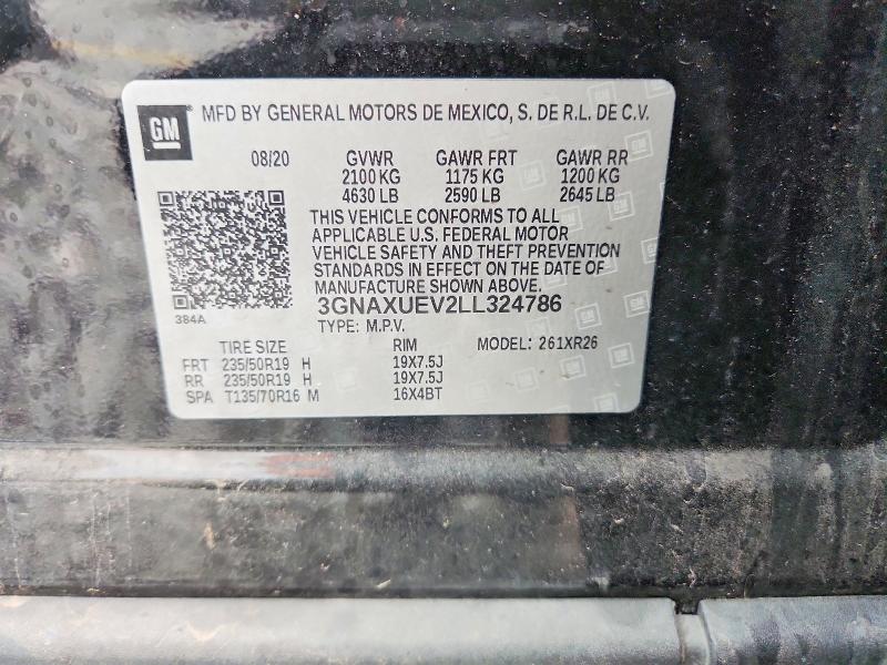 Aukcja sprzedaży 2020 Chevrolet Equinox, vin: 3GNAXUEV2LL324786, numer aukcji: 69226136