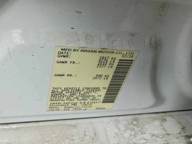 2016 Nissan Altima მანქანა იყიდება აუქციონზე, vin: 1N4AL3AP2GN341007, აუქციონის ნომერი: 69797926
