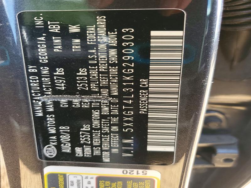 2019 Kia Optima მანქანა იყიდება აუქციონზე, vin: 5XXGT4L31KG290303, აუქციონის ნომერი: 68782026