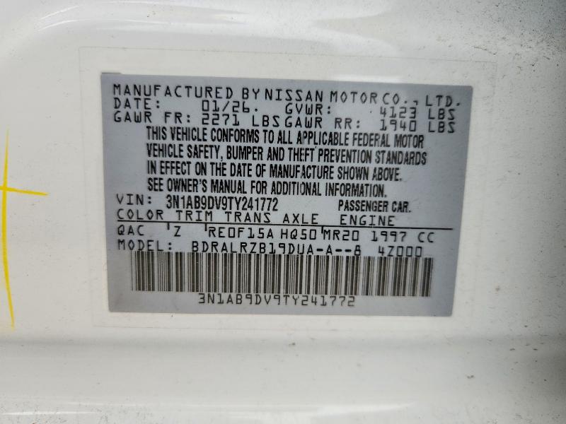 2026 Nissan Sentra მანქანა იყიდება აუქციონზე, vin: 3N1AB9DV9TY241772, აუქციონის ნომერი: 69603716
