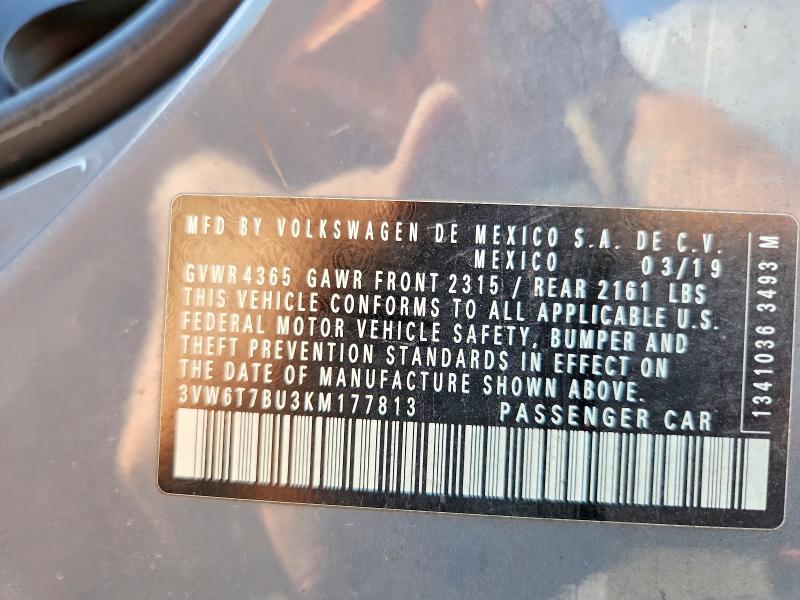 Aukcja sprzedaży 2019 Volkswagen Jetta, vin: 3VW6T7BU3KM177813, numer aukcji: 69076926