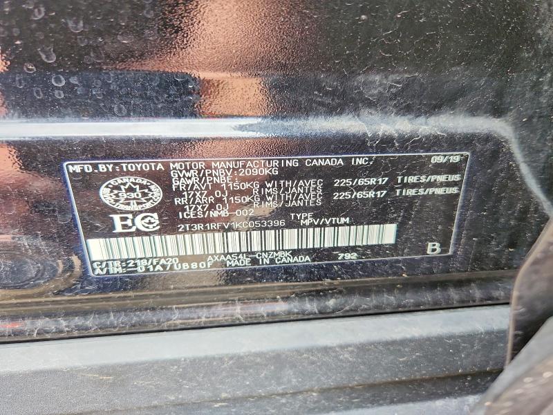 Aukcja sprzedaży 2019 Toyota Rav4, vin: 2T3R1RFV1KC053396, numer aukcji: 68925776