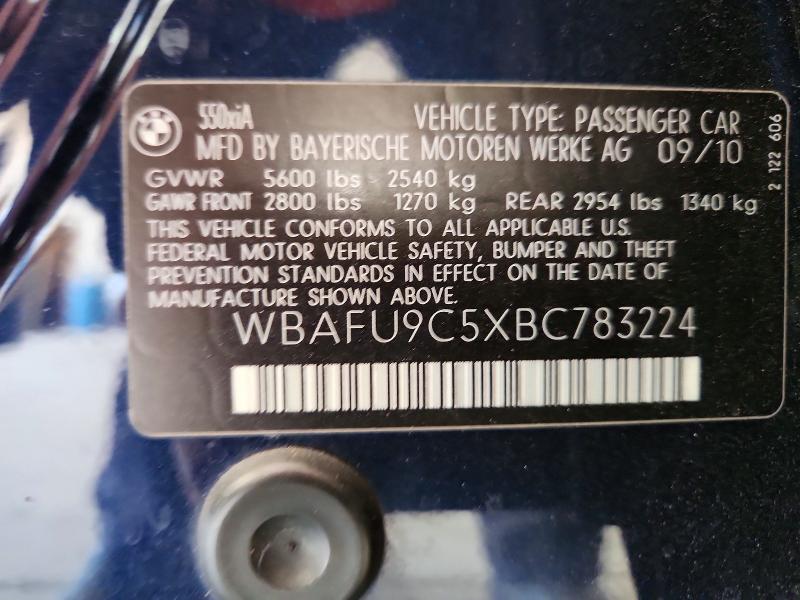 Auction sale of the 2011 Bmw 550, vin: WBAFU9C5XBC783224        , lot number: 68925586