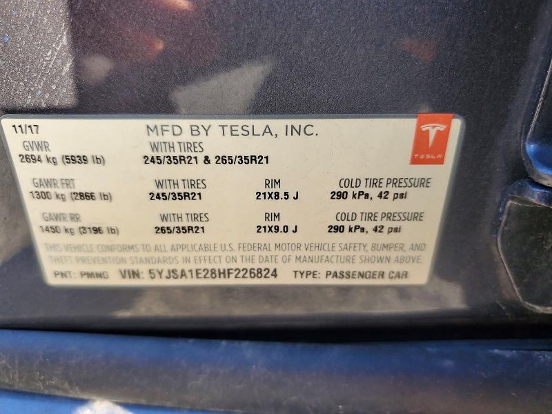Aukcja sprzedaży 2017 Tesla Model S, vin: 5YJSA1E28HF226824, numer aukcji: 68017766