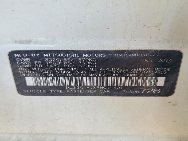 Продажа на аукционе авто 2015 Mitsubishi Mirage, vin: ML32A4HJXFH014401, номер лота: 69681246