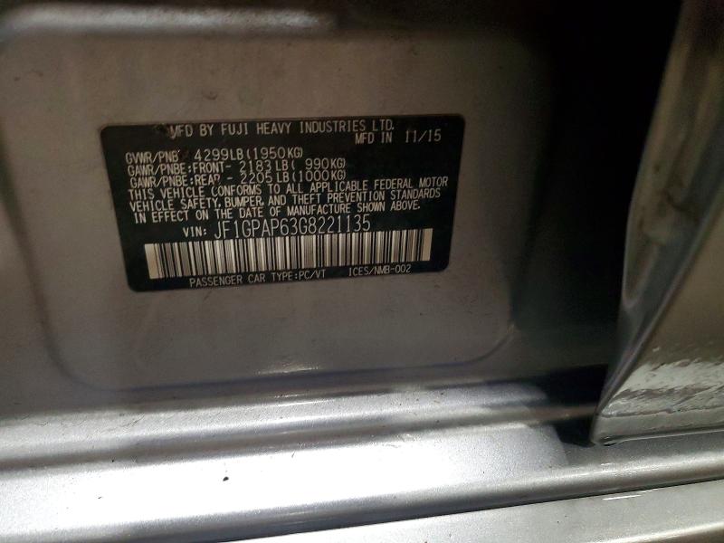 Продаж на аукціоні авто 2016 Subaru Impreza, vin: JF1GPAP63G8221135, номер лоту: 68376346