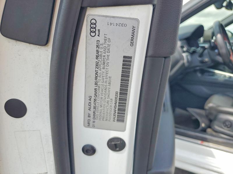 68493566 :رقم المزاد ، WAUENAF45HN005200 vin ، 2017 Audi A4 مزاد بيع
