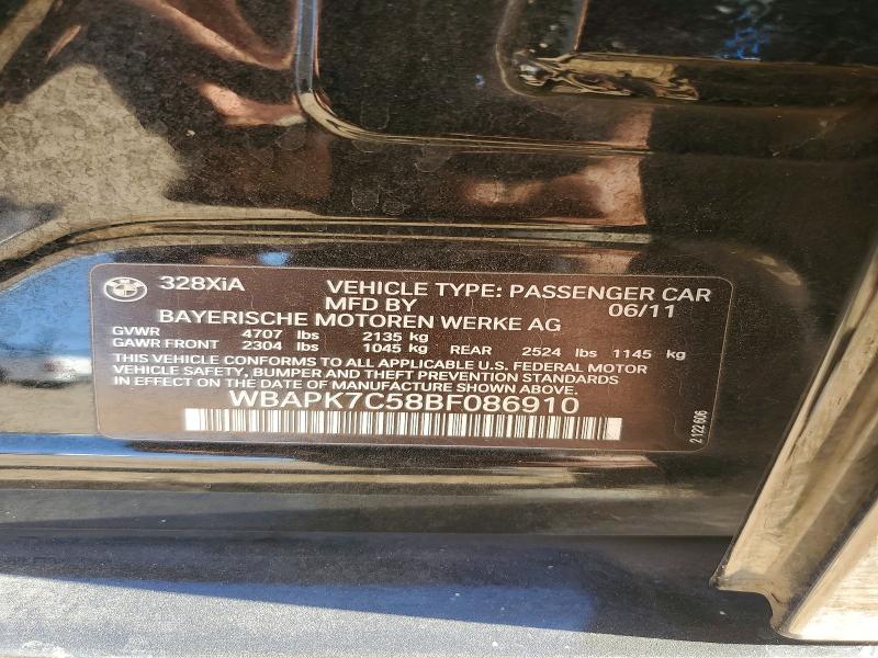 Продажа на аукционе авто 2011 Bmw 328, vin: WBAPK7C58BF086910, номер лота: 66396126