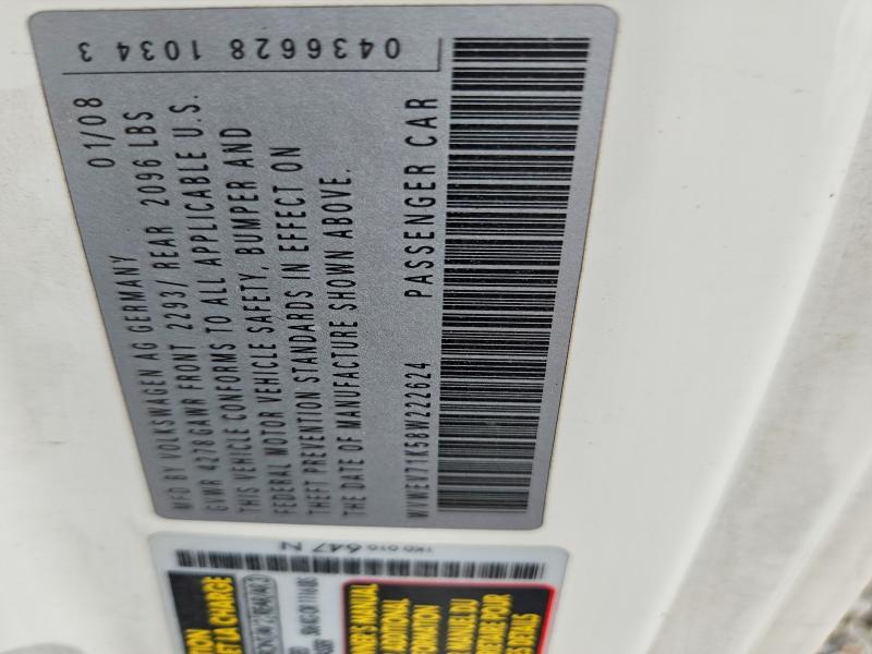 Продажа на аукционе авто 2008 Volkswagen Gti, vin: WVWEV71K58W222624, номер лота: 70762526