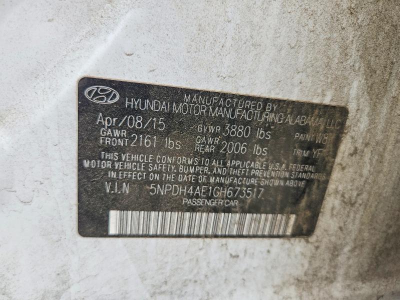 Продаж на аукціоні авто 2016 Hyundai Elantra, vin: 5NPDH4AE1GH673517, номер лоту: 69686136