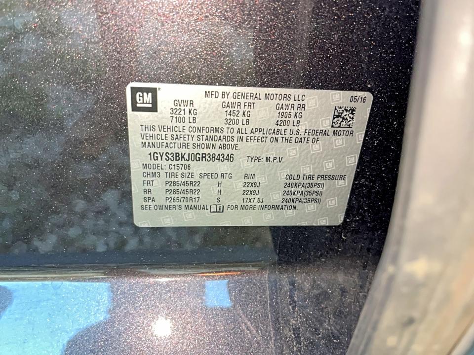 Aukcja sprzedaży 2016 Cadillac Escalade, vin: 1GYS3BKJ0GR384346, numer aukcji: 66850426