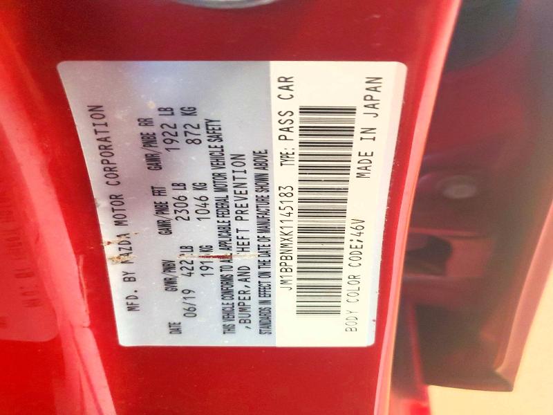 Aukcja sprzedaży 2019 Mazda 3, vin: JM1BPBNMXK1145183, numer aukcji: 68157046