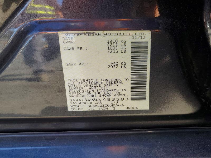 2013 Nissan Altima მანქანა იყიდება აუქციონზე, vin: 1N4AL3AP8DN483583, აუქციონის ნომერი: 69059896