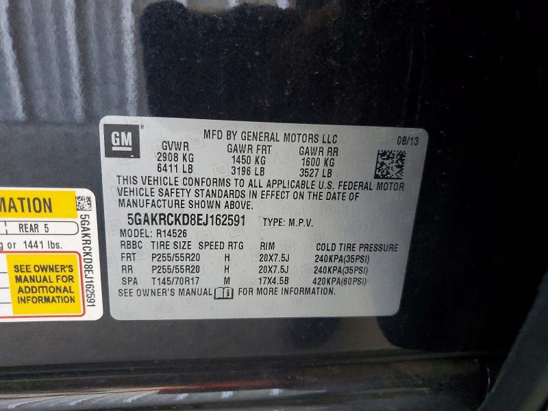67286536 :رقم المزاد ، 5GAKRCKD8EJ162591 vin ، 2014 Buick Enclave مزاد بيع