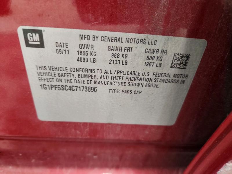 69918266 :رقم المزاد ، 1G1PF5SC4C7173896 vin ، 2012 Chevrolet Cruze مزاد بيع