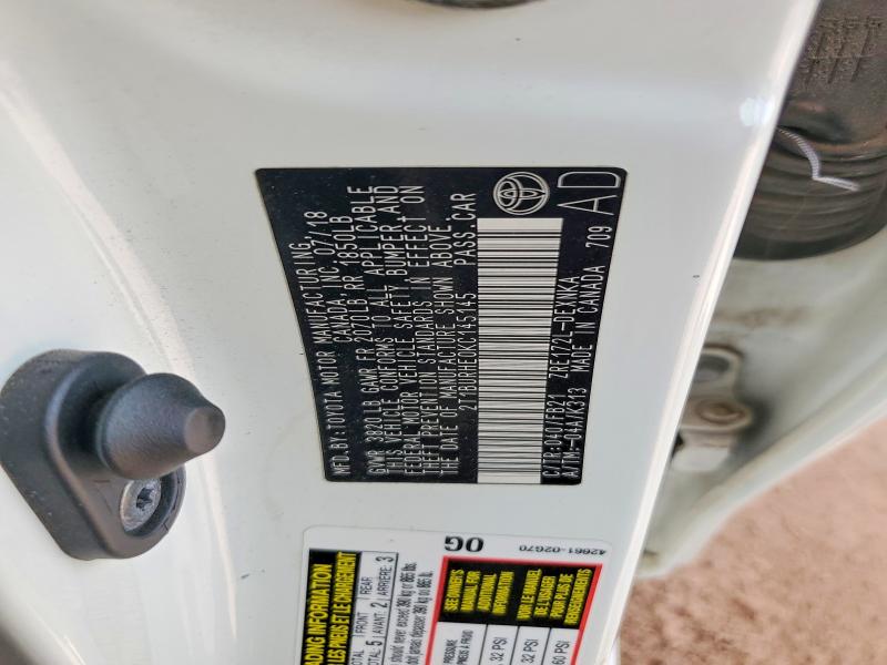 69456766 :رقم المزاد ، 2T1BURHE0KC145145 vin ، 2019 Toyota Corolla مزاد بيع