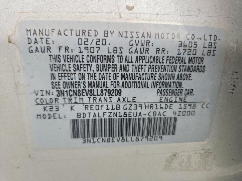 Продаж на аукціоні авто 2020 Nissan Versa, vin: 3N1CN8EV8LL879209, номер лоту: 68029246