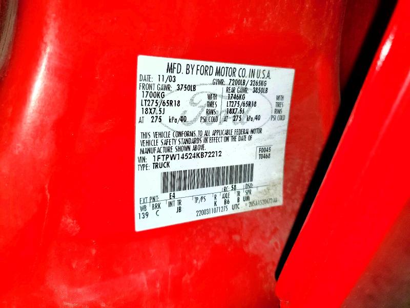 Aukcja sprzedaży 2004 Ford F150, vin: 1FTPW14524KB72212, numer aukcji: 70560436