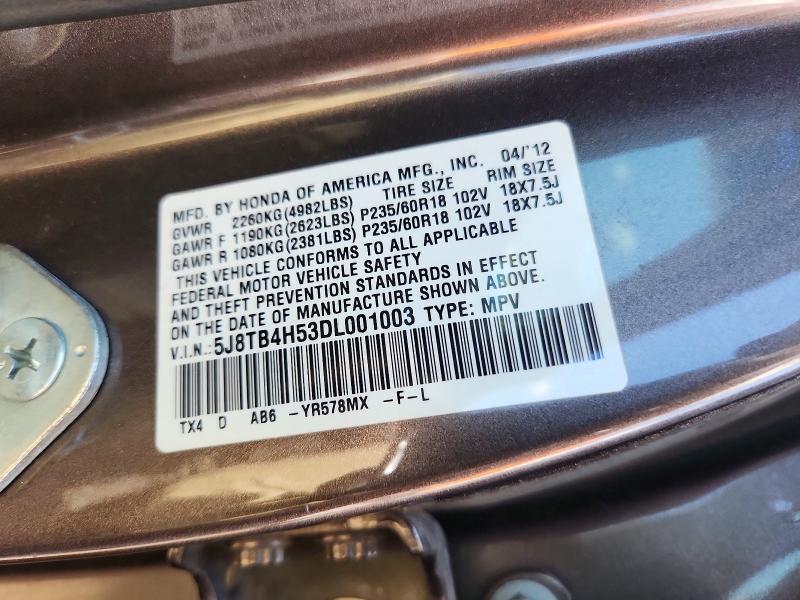 2013 Acura Rdx მანქანა იყიდება აუქციონზე, vin: 5J8TB4H53DL001003, აუქციონის ნომერი: 67372386