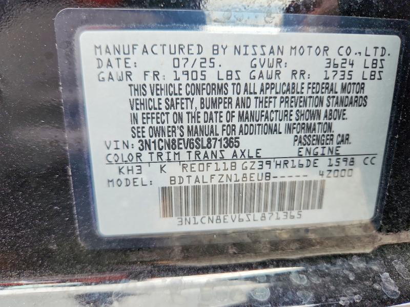 Продажа на аукционе авто 2025 Nissan Versa, vin: 3N1CN8EV6SL871365, номер лота: 69337846