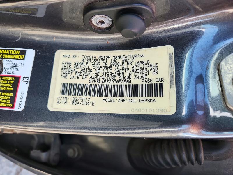 2013 Toyota Corolla მანქანა იყიდება აუქციონზე, vin: 5YFBU4EE2DP093964, აუქციონის ნომერი: 69890556