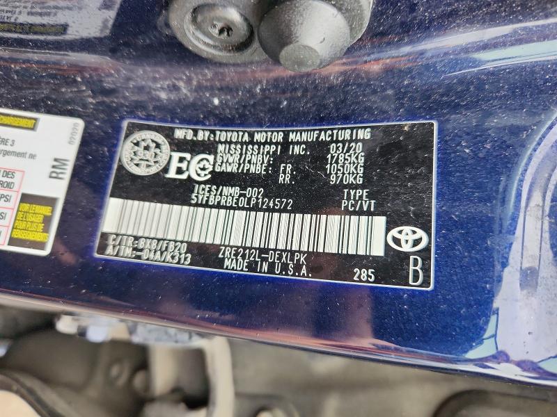 66932086 :رقم المزاد ، 5YFBPRBE0LP124572 vin ، 2020 Toyota Corolla مزاد بيع