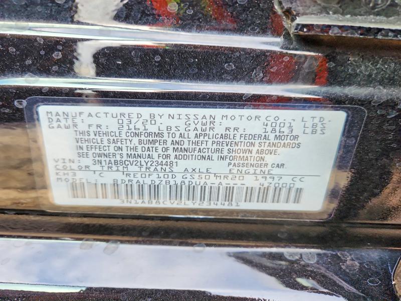 2020 Nissan Sentra მანქანა იყიდება აუქციონზე, vin: 3N1AB8CV2LY234481, აუქციონის ნომერი: 70490486