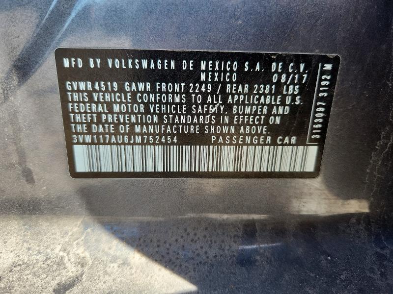 Aukcja sprzedaży 2018 Volkswagen Golf Sportwagen, vin: 3VW117AU6JM752454, numer aukcji: 69990086