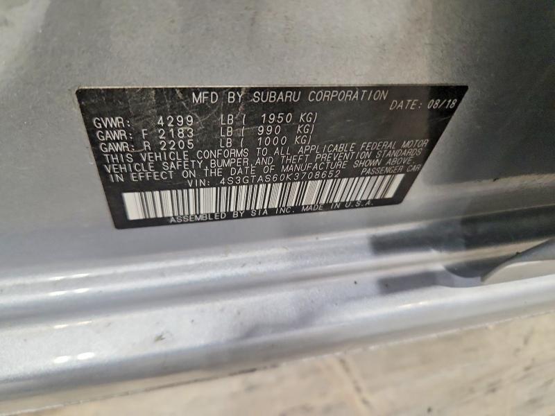 67193076 :رقم المزاد ، 4S3GTAS60K3708652 vin ، 2019 Subaru Impreza مزاد بيع