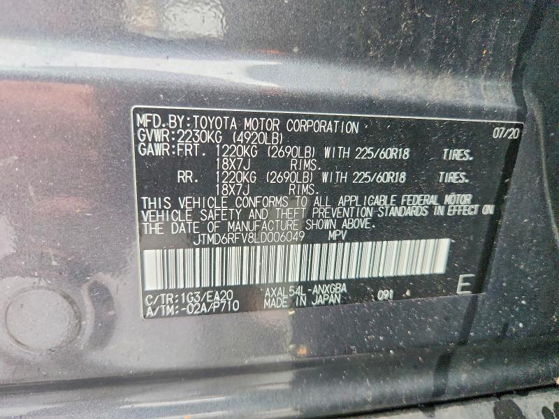 Продажа на аукционе авто 2020 Toyota Rav4, vin: JTMD6RFV8LD006049, номер лота: 69312686