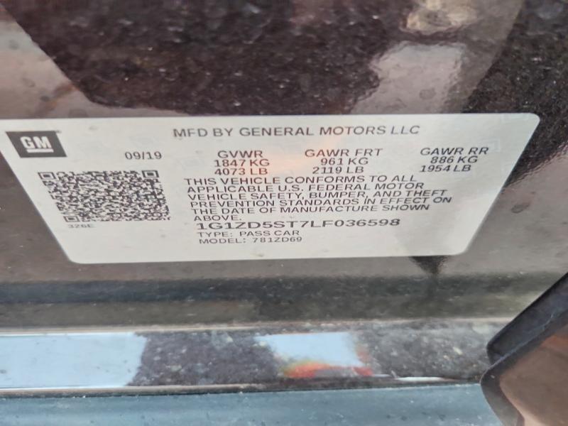 68864986 :رقم المزاد ، 1G1ZD5ST7LF036598 vin ، 2020 Chevrolet Malibu مزاد بيع