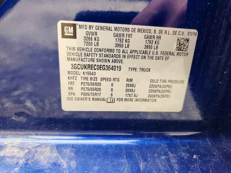 67123456 :رقم المزاد ، 3GCUKREC0EG364019 vin ، 2014 Chevrolet Silverado مزاد بيع
