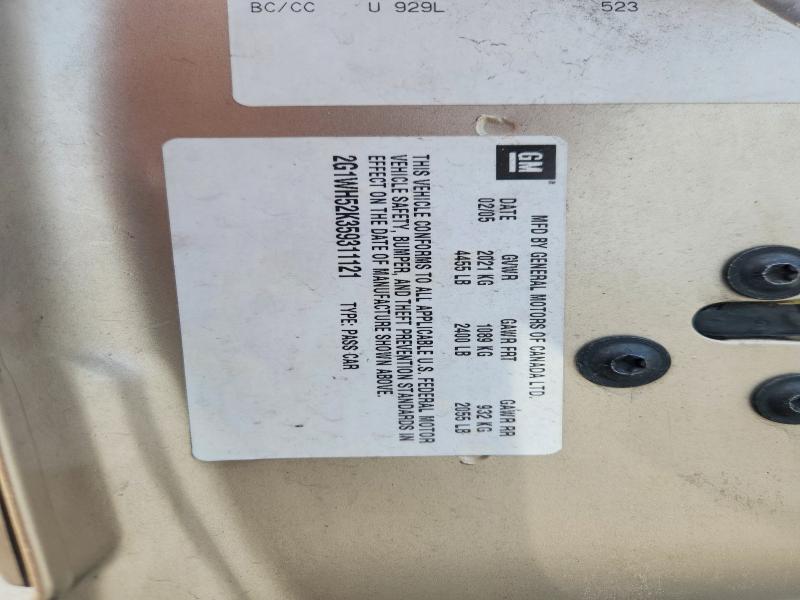 Aukcja sprzedaży 2005 Chevrolet Impala, vin: 2G1WH52K359311121, numer aukcji: 70545686