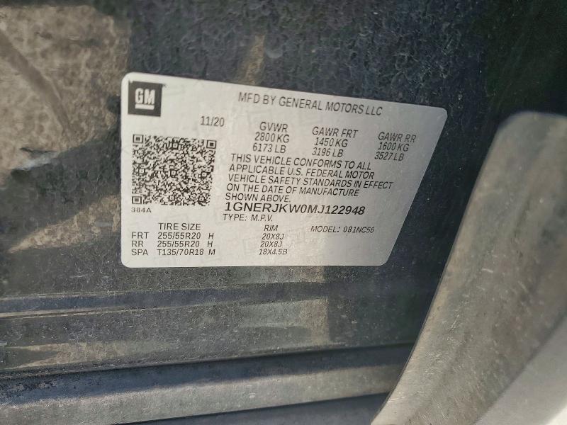 69224716 :رقم المزاد ، 1GNERJKW0MJ122948 vin ، 2021 Chevrolet Traverse مزاد بيع