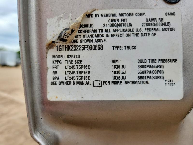 2005 Gmc Sierra მანქანა იყიდება აუქციონზე, vin: 1GTHK23225F930668, აუქციონის ნომერი: 66855406