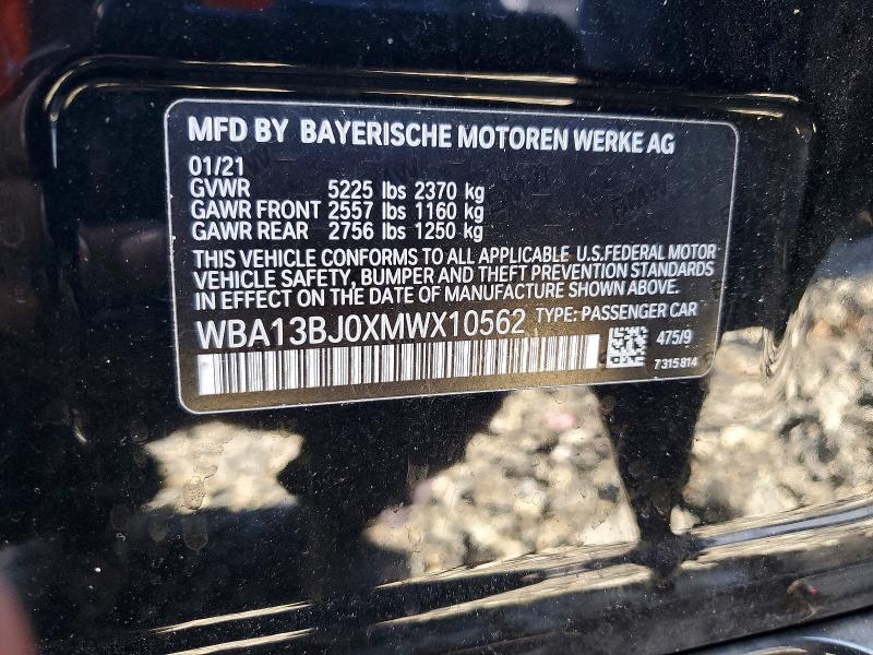 2021 Bmw 530 მანქანა იყიდება აუქციონზე, vin: WBA13BJ0XMWX10562, აუქციონის ნომერი: 70704136