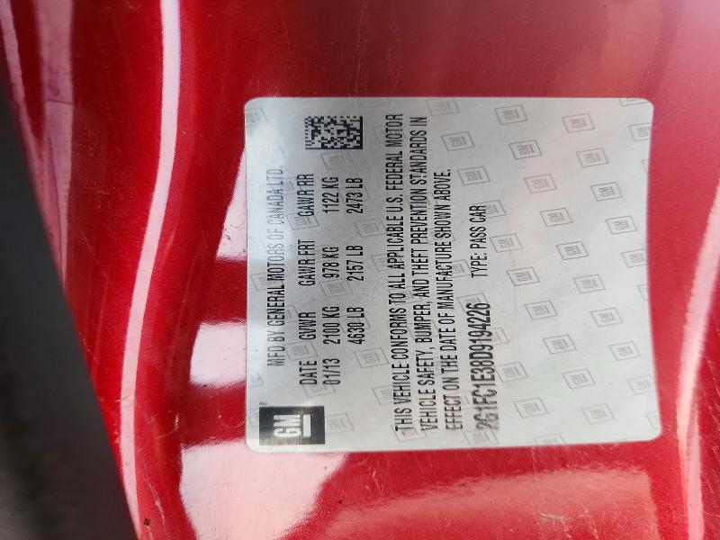 2013 Chevrolet Camaro მანქანა იყიდება აუქციონზე, vin: 2G1FC1E38D9194226, აუქციონის ნომერი: 70164076