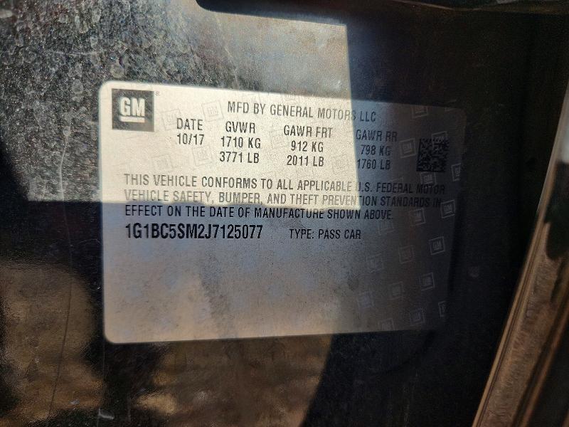 Продажа на аукционе авто 2018 Chevrolet Cruze, vin: 1G1BC5SM2J7125077, номер лота: 68081126