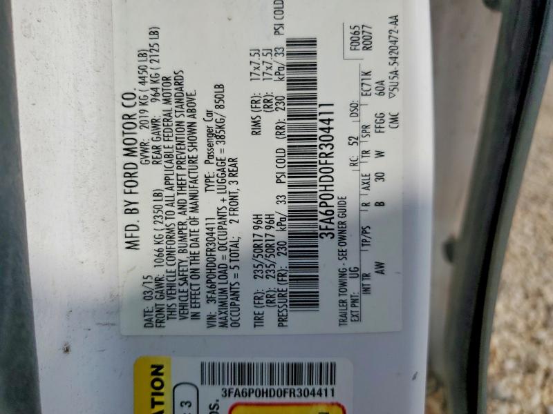 67532356 :رقم المزاد ، 3FA6P0HD0FR304411 vin ، 2015 Ford Fusion مزاد بيع