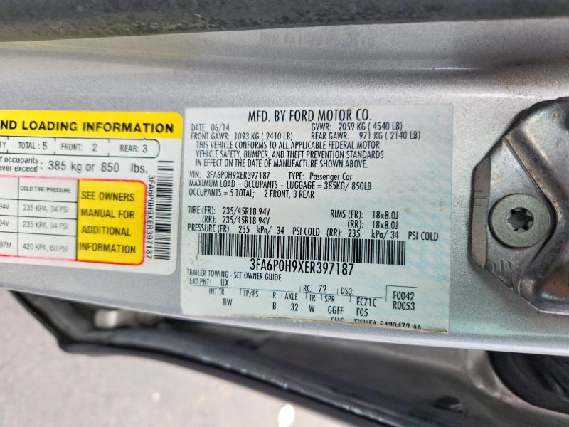 Auction sale of the 2014 Ford Fusion, vin: 3FA6P0H9XER397187, lot number: 69093706