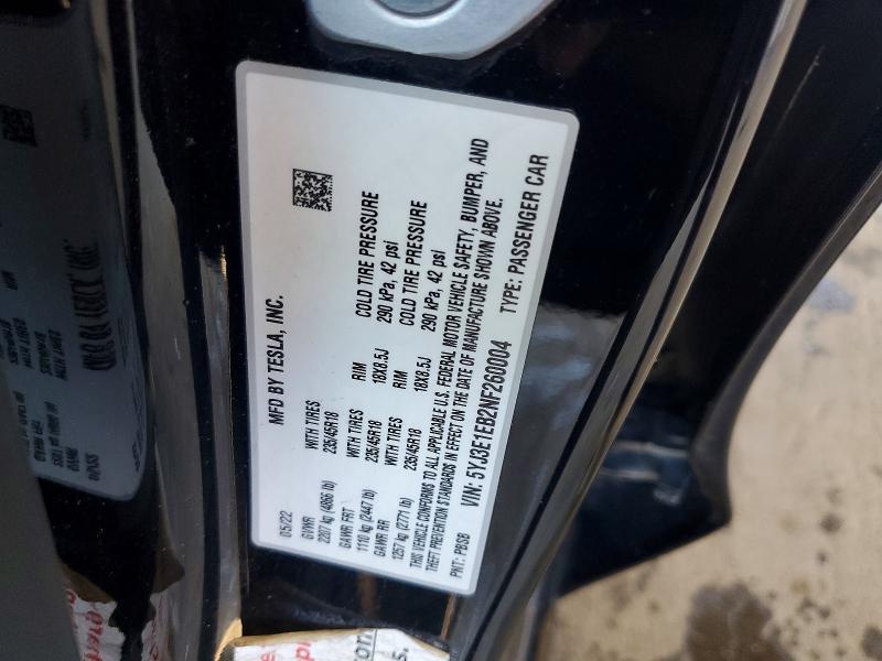Продажа на аукционе авто 2022 Tesla Model 3, vin: 5YJ3E1EB2NF260004, номер лота: 70528116