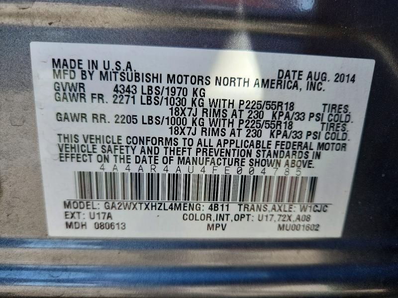 Продаж на аукціоні авто 2015 Mitsubishi Outlander Sport, vin: 4A4AR4AU4FE004785, номер лоту: 69718176