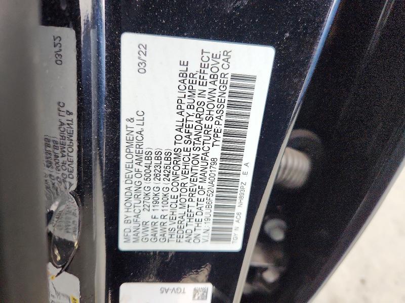 67489286 :رقم المزاد ، 19UUB6F52NA001798 vin ، 2022 Acura Tlx مزاد بيع