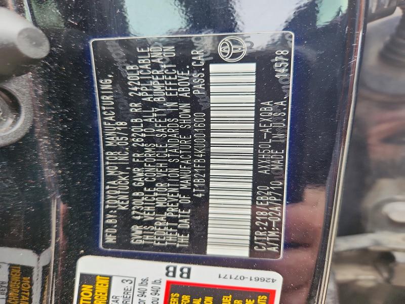 Продаж на аукціоні авто 2019 Toyota Avalon Hybrid, vin: 4T1B21FB4KU001600, номер лоту: 70672776