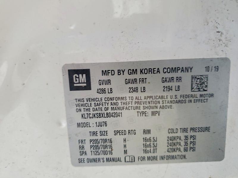 Продажа на аукционе авто 2020 Chevrolet Trax, vin: KL7CJKSBXLB042041, номер лота: 70720196