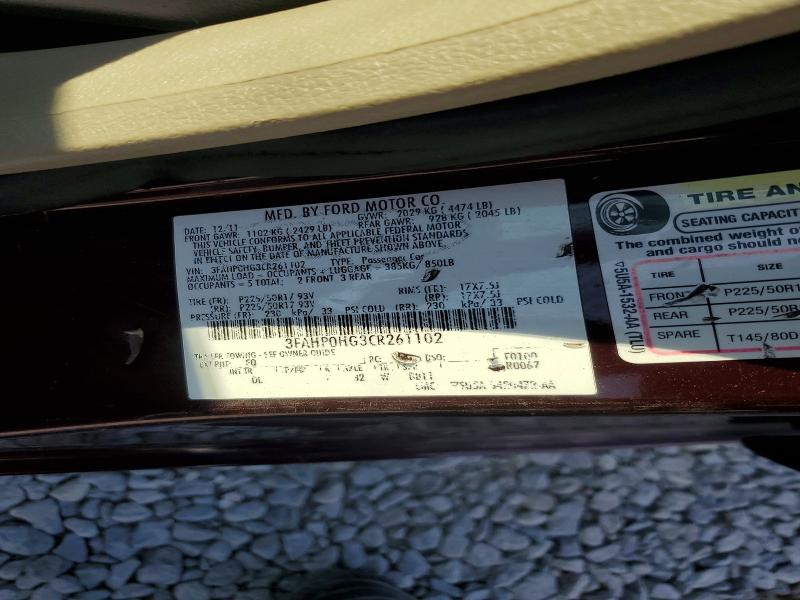 Aukcja sprzedaży 2012 Ford Fusion, vin: 3FAHP0HG3CR261102, numer aukcji: 70005946