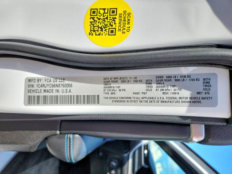2022 Jeep Grand Cherokee მანქანა იყიდება აუქციონზე, vin: 1C4RJYC66N8760056, აუქციონის ნომერი: 67216036